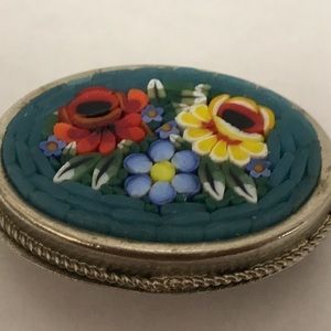 Vintage micro mosaic floral brooch